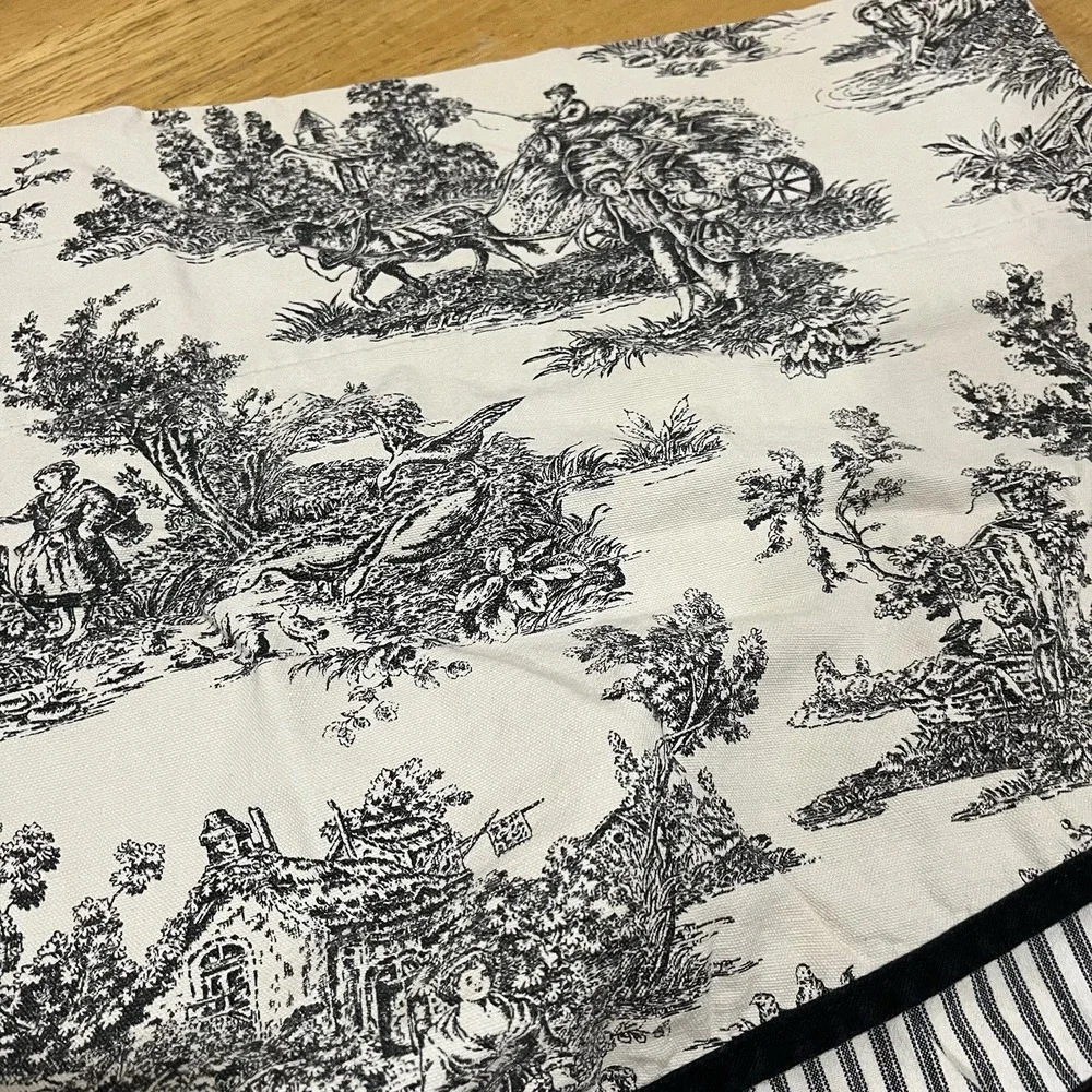 Waverly Garden Room Double‎ Layer Ascot Valance Wellington Toile Black 58x19